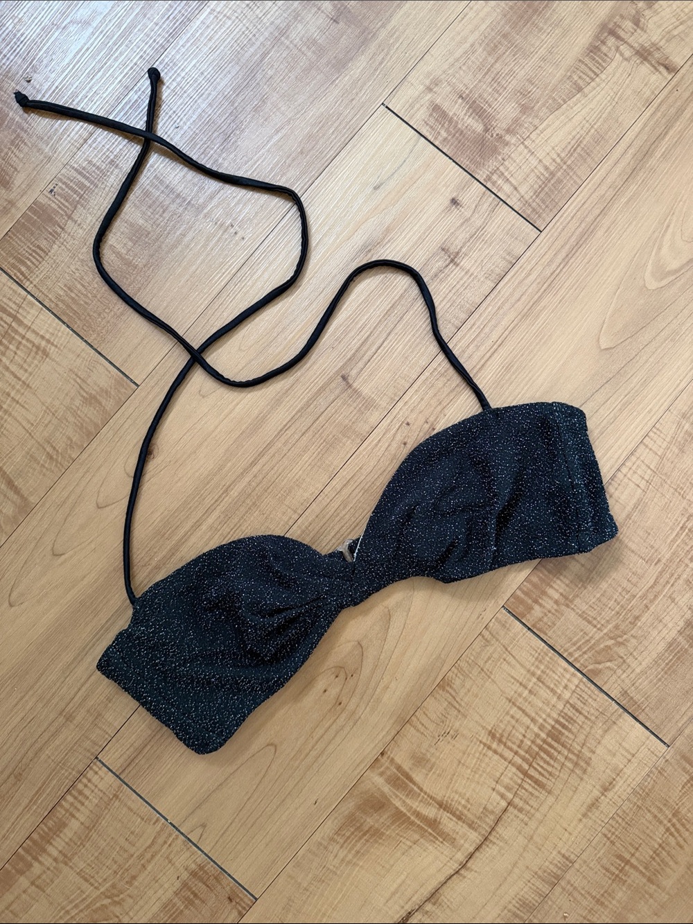 Sparkly Brand New Vintage Bandeau Halter Bikini Top Large